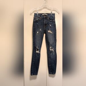 Celebrity Pink Distressed Skinny Jeans - Dark Blue